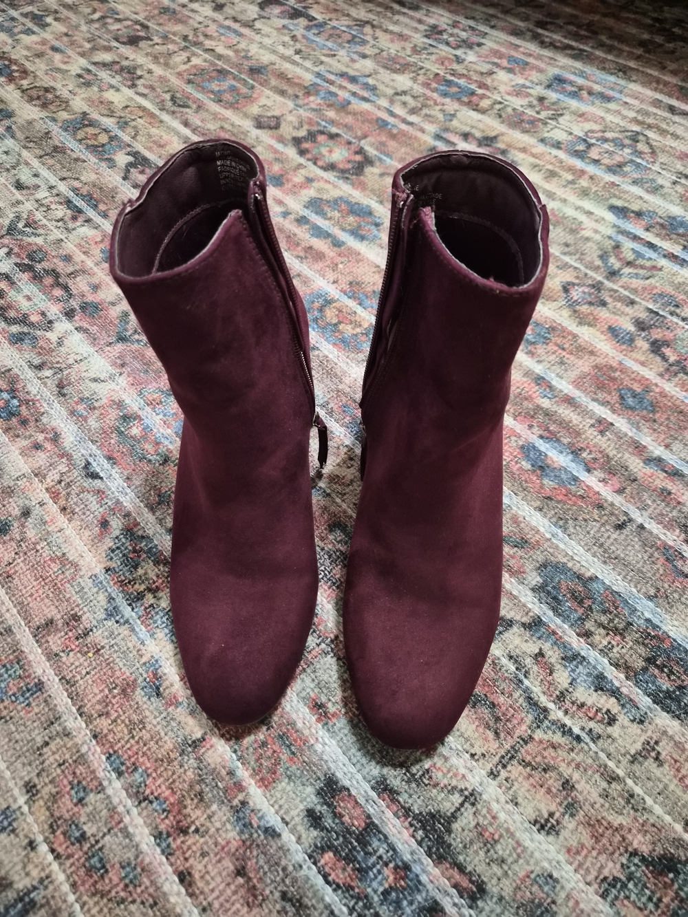 JustFab Women's Burgundy Suede Ankle Booties